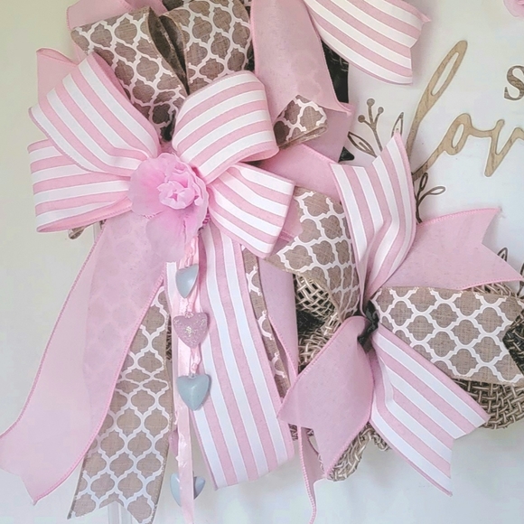 So Loved Wreath Deco Mesh Bows Farmhouse Cottage Wedding Engagement Anniversary - Picture 3 of 5